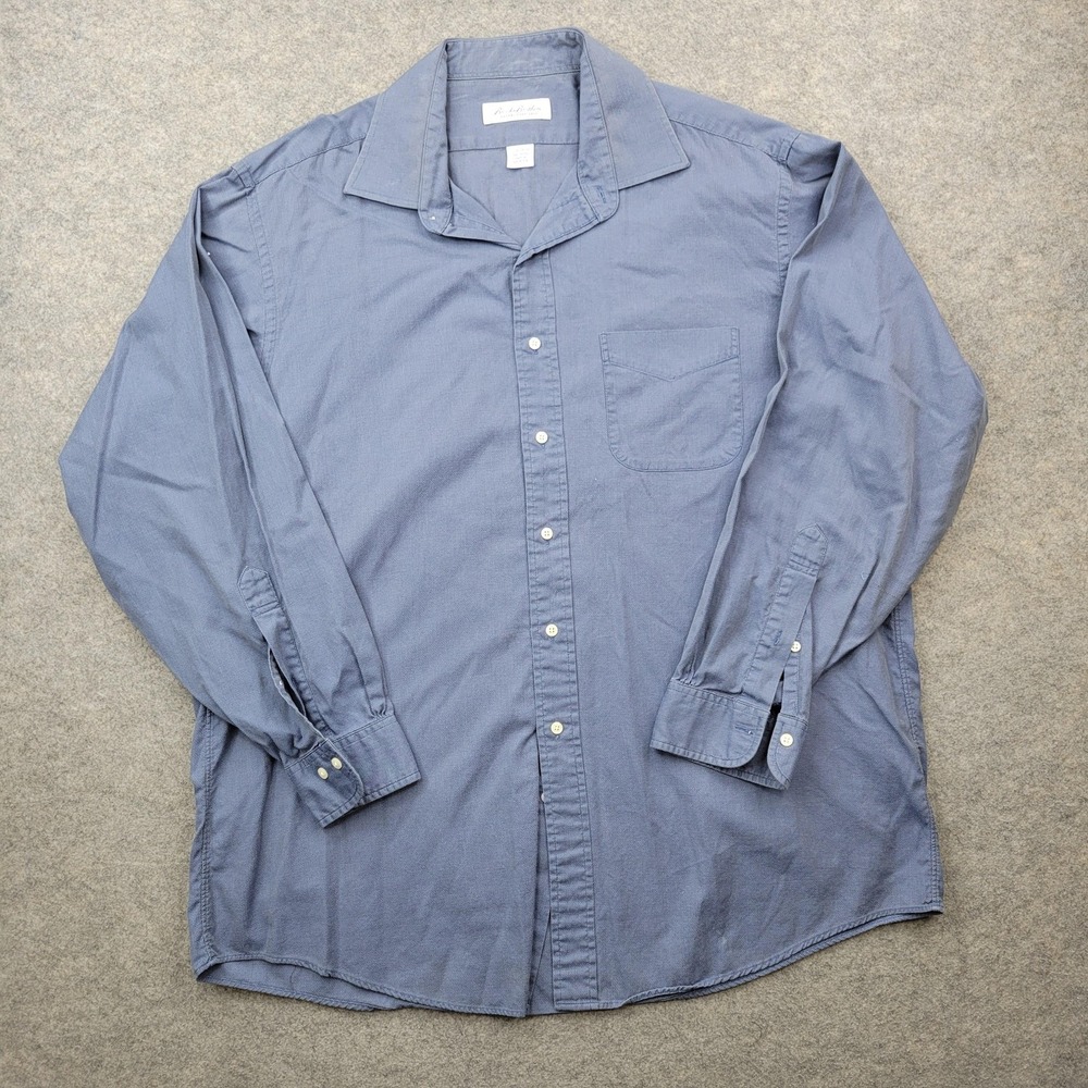 Brooks Brothers Dress Shirt Mens 17.5 34/35 Blue Solid Classic Fit Long Sleeve